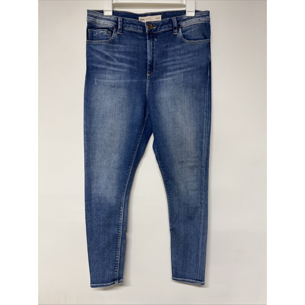 ASOS Denim Womens Skinny High Rise Jeans Blue Size 32/32 Ankle Length